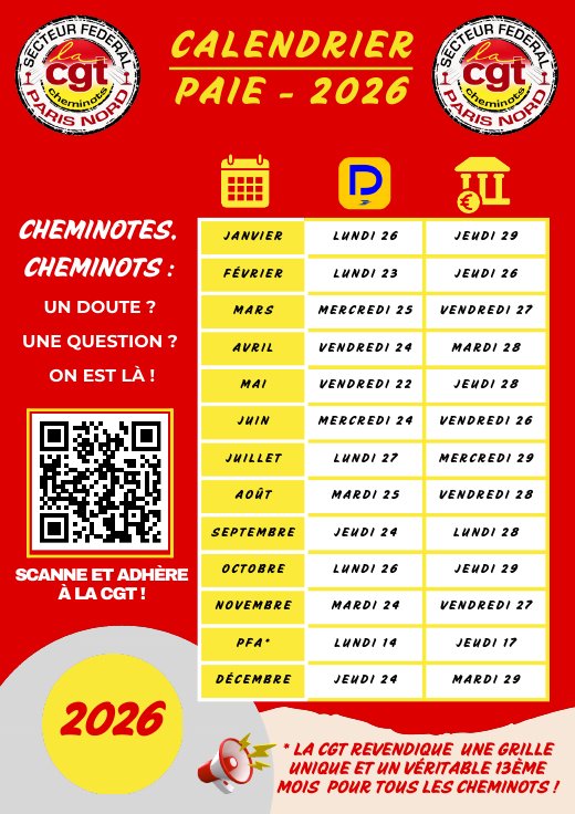 Calendrier de paie 2026 : dates du bulletin sur Digiposte et du virement du salaire, mois par mois