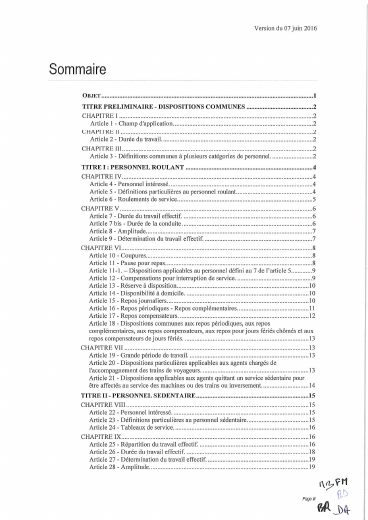 Première page : Accord collectif sur l'organisation du temps de travail