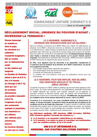 Aperçu du tract : Déclassement social, urgence du pouvoir d'achat : inversons la tendance !
