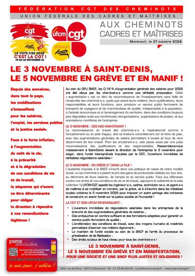 Aperçu du tract : Le 3 novembre à Saint-Denis, le 5 novembre en grève et en manif !