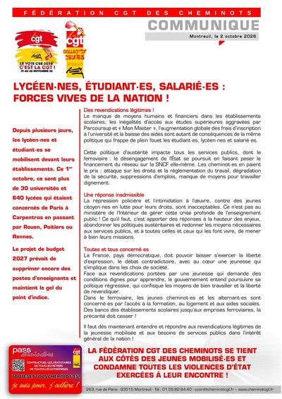 Aperçu du tract : Lycéen·nes, étudiant·es, salarié·es : forces vives de la nation !
