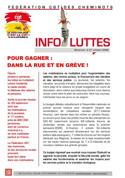 Aperçu du tract : Pour gagner : dans la rue et en grève !