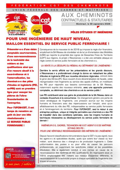 Aperçu du tract : Pôles d'études et ingénierie : pour une ingénierie de haut niveau !
