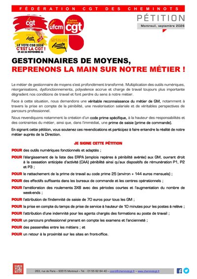 Aperçu du tract : Gestionnaires de moyens, reprenons la main sur notre métier !