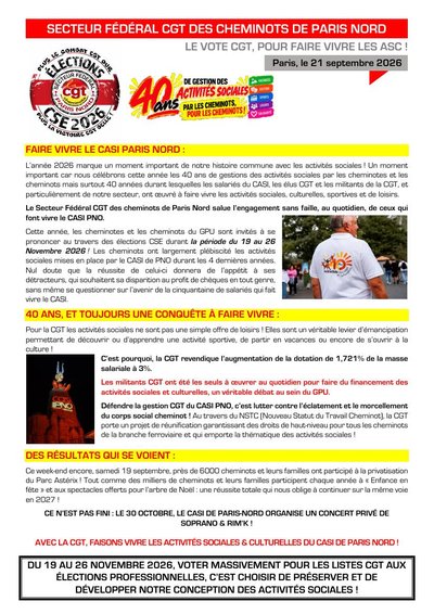 Aperçu du tract : Le vote CGT, pour faire vivre les ASC !
