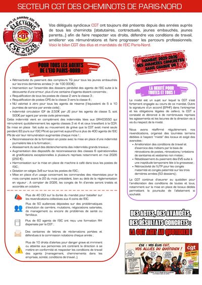 Aperçu du tract : Mandat 2023-2026 : le bilan CGT des élus et mandatés de l'EIC Paris-Nord