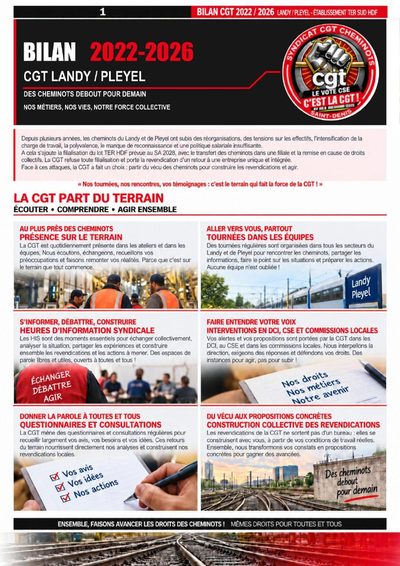Aperçu du tract : Bilan CGT 2022-2026 : Landy / Pleyel