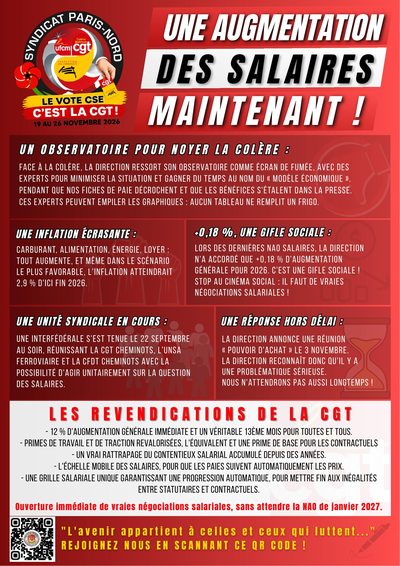 Aperçu du tract : Une augmentation des salaires maintenant ! Le vote CSE, c'est la CGT
